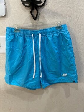 Nike Turquoise Swim Trunks with White Drawstring size Medium